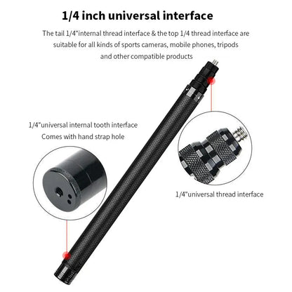 Carbon Fiber Invisible Selfie Stick 1.2m/3m – Bullet Time Rotating Tripod Handle for GoPro & Insta360 X4/X3/X2