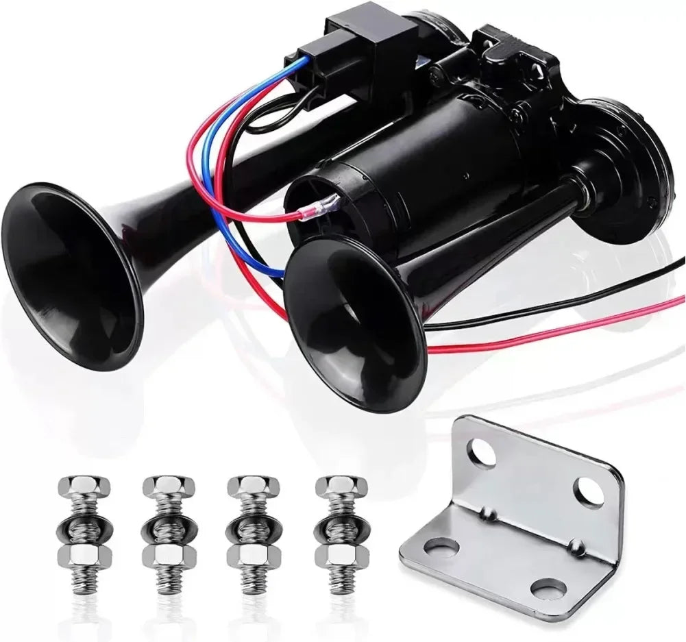 12V Super Loud Dual Trumpet Horn - 600DB Electric Air Horn for Cars, Trucks, SUVs, Boats & Motorcycles