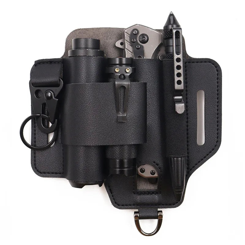 EDC Tactical Tool Holster - Outdoor Waist Storage Pouch for Flashlight, Knife & Wilderness Survival Gear