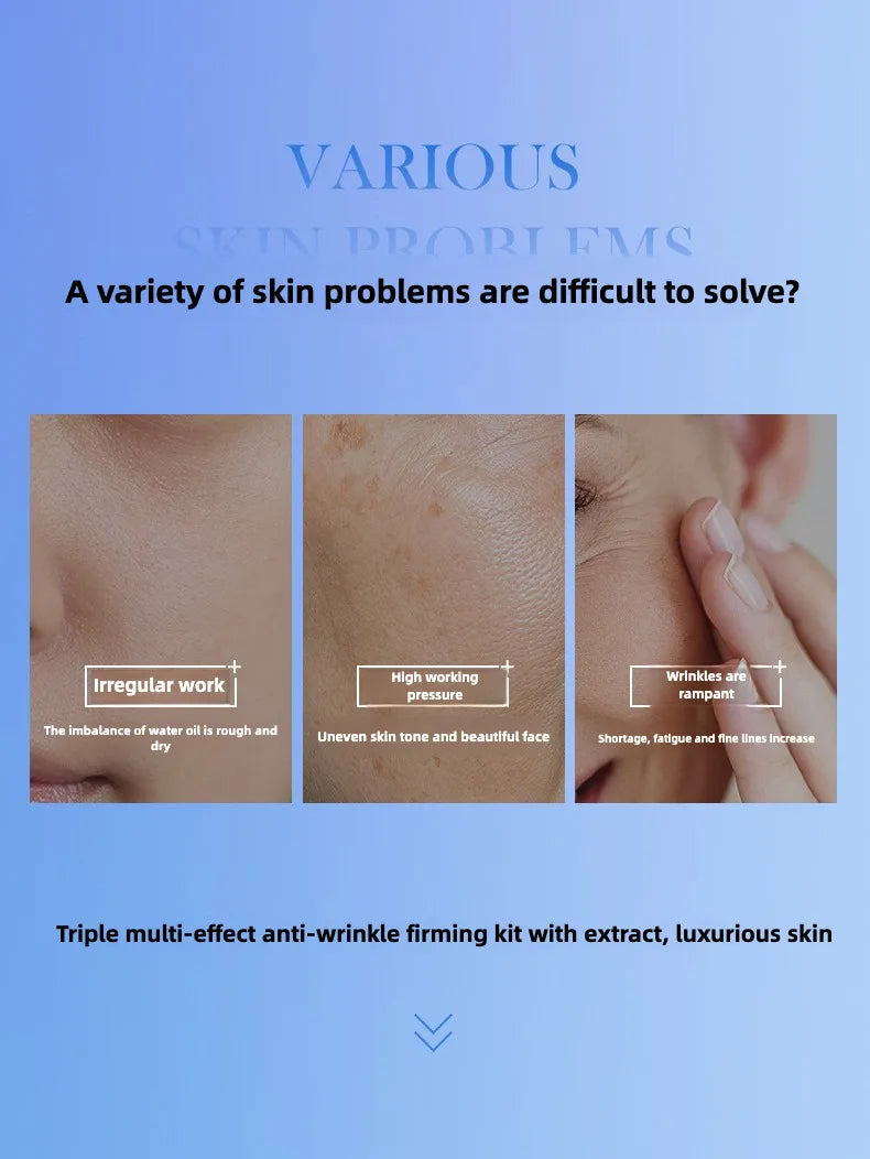 Triple Peptide Anti-Wrinkle Skincare Set – Firming, Lifting & Hydrating Face Kit for All Skin Types