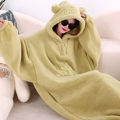 WASART Winter Hooded Fleece Blanket – Ultra Plush Oversized Sweater Blanket with Sleeves, Warm Flannel for Outdoor Use