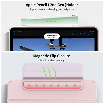 ZOYU Magnetic Case for iPad - Fits Air 4/5 10.9", Pro 11/12.9", Mini 6, 10.2" 7th-9th Gen - 360° Rotatable Detachable Back Case