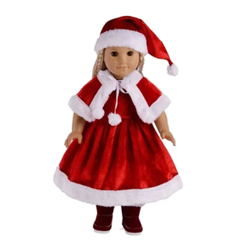Pop Doll Christmas Outfit — Dress, Top & Pants Set for 18-Inch American and 43CM Reborn Baby Dolls, Our Generation Girl’s Toy Accessories