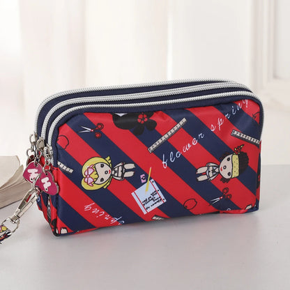 Three-Layer Zipper Short Mobile Phone Bag for Women - Fashionable, Waterproof with Multi-Layer Pockets, Portable Hand Makeup Bag