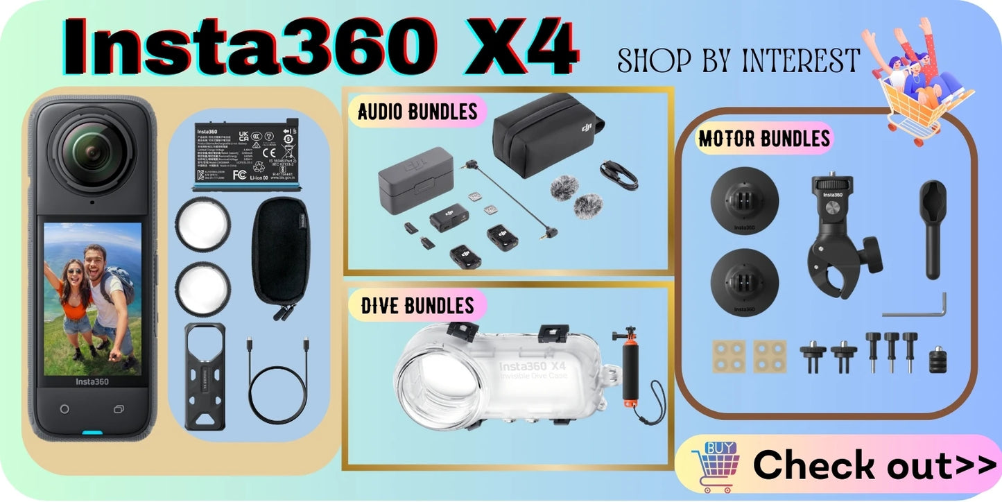 Insta360 X4 8K 360 Action Camera – 72MP, Active HDR, Waterproof, AI Powered with 2.5'' Touchscreen