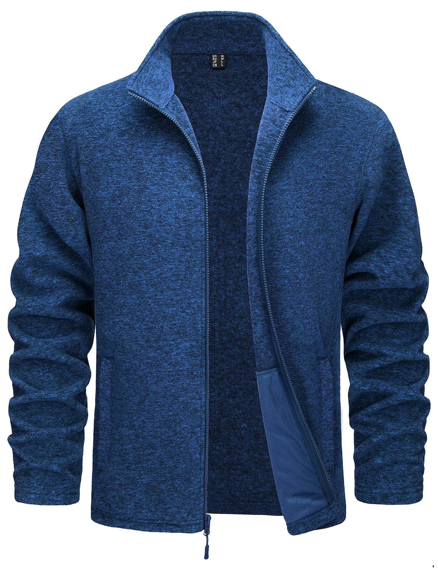 TACVASEN Men’s Lightweight Fleece Jacket - Full Zip Spring Casual Outdoor Sportswear with Pockets & Stand Collar