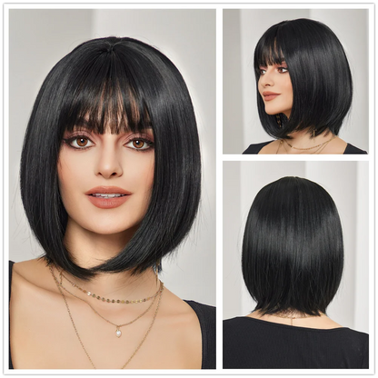 CharmSource Pink BOBO Short Synthetic Wig for Women — Natural Wave, High-Density, Heat-Resistant Hair for Daily & Party