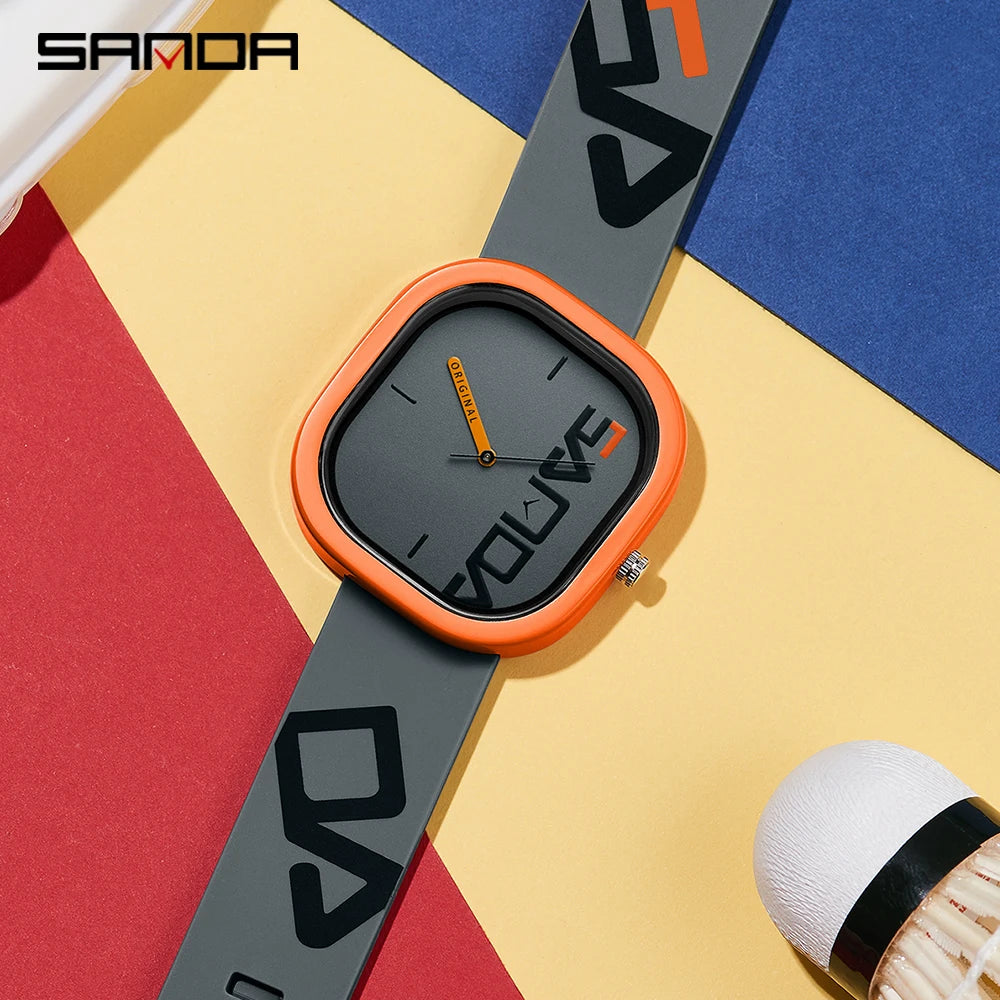SANDA Men’s Quartz Sports Watch - Waterproof Silicone Strap with Simple Luxury Casual Design