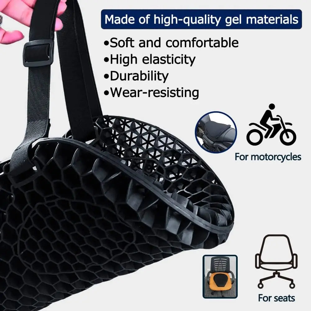 Motorcycle Air Seat Cushion – Shock Absorbing Pressure-Relief Saddle Cover for Cruiser & Sports Bike Travel Comfort