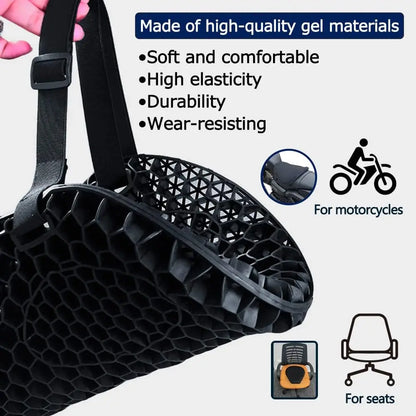 Motorcycle Air Seat Cushion – Shock Absorbing Pressure-Relief Saddle Cover for Cruiser & Sports Bike Travel Comfort