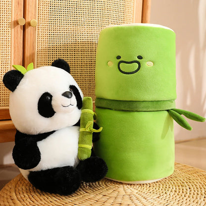 Kawaii Bamboo Tube Panda Plush Toy Set – Cute Reversible Stuffed Bear Dolls, Children’s Valentine’s Day Gift