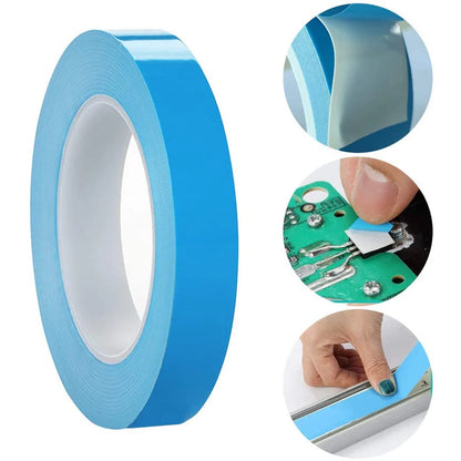 25M Double-Sided Thermal Conductive Tape, Blue Heat Transfer Adhesive Cooling Tape for CPU, GPU, and Heatsinks, 5-25mm Width