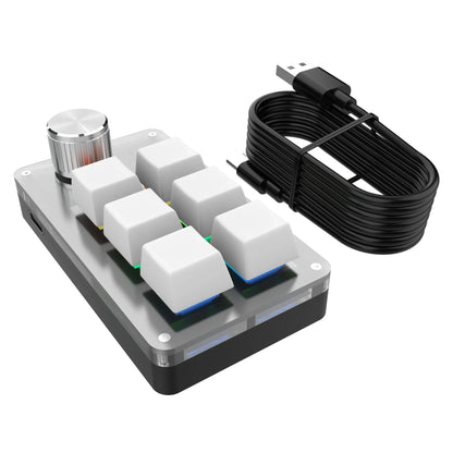 6-Key RGB Macro Programming Keyboard with Knob – Mini Mechanical Custom Gaming Keypad for Photoshop, Editing & Shortcuts
