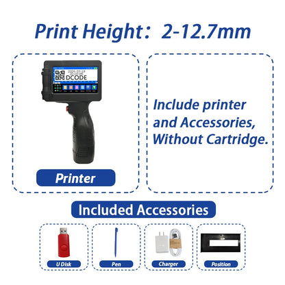 DCODE 1755PLUS Portable Handheld Inkjet Printer – 12.7mm Text, QR, Barcode, Logo & Date Printing Machine