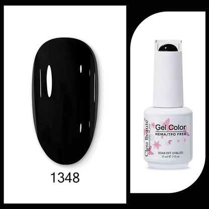 Clou Beaute 15ml Gel Nail Polish Set – Red Black White Green Neon UV Soak-Off Semi-Permanent Nail Varnish Base & Velvet Top Coat