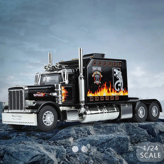 1:24 Scale Peterbilt 389 Tractor Trailer Toy – Lonestar Design Pre-Built Semi Truck with Realistic Functions for Kids