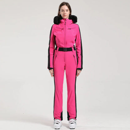 Gsou Women’s Winter Snow Jumpsuit – One-Piece Ski Suit, Thermal Waterproof & Windproof Outdoor Sportswear for Snowboarding