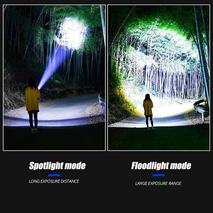 1000W Tactical LED Flashlight – Built-in 15000mAh Battery Emergency Spotlight, 9km Beam, 990,000,000LM Super Bright Torch