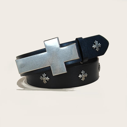 Studded Leather Belt - Y2K Punk Rock Rivet Cross Belt for Men & Women, Jeans & Pants