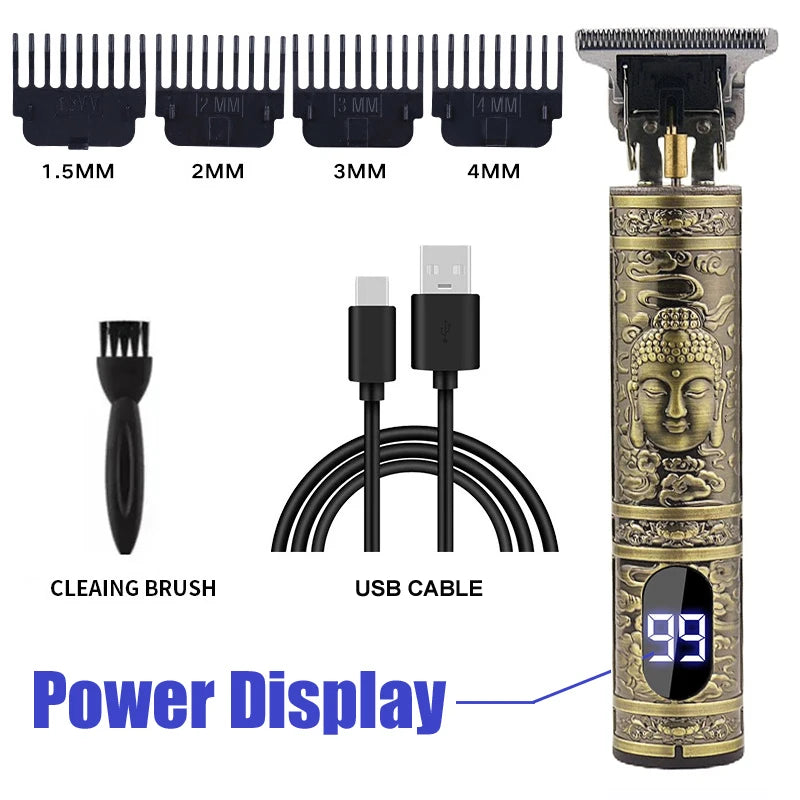 Vintage T9 Professional Electric Hair Clipper & Beard Trimmer – USB Rechargeable Portable Grooming Shaver for Men’s Hair Care & Styling Tool