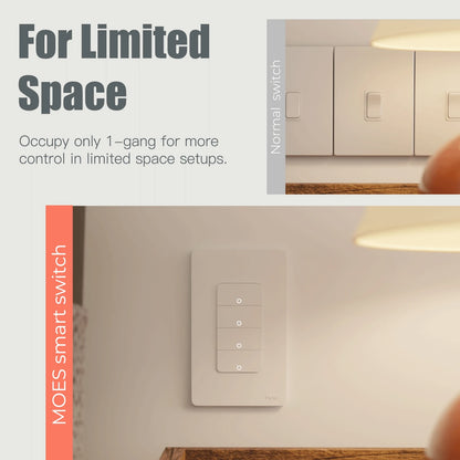 MOES Tuya Wi-Fi Smart Light Switch – US Single Pole Push Button Wall Switch, Alexa & Google Home Compatible, Neutral Wire Required