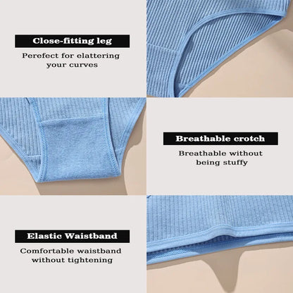 Women's Cotton Briefs - 7-Piece Low-Rise Breathable Striped Underwear Set for Women