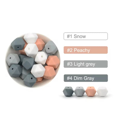 LOFCA 10PCS Hexagon Silicone Beads (14mm/17mm) – DIY Jewelry Making & Pacifier Chain Accessories Bulk Set