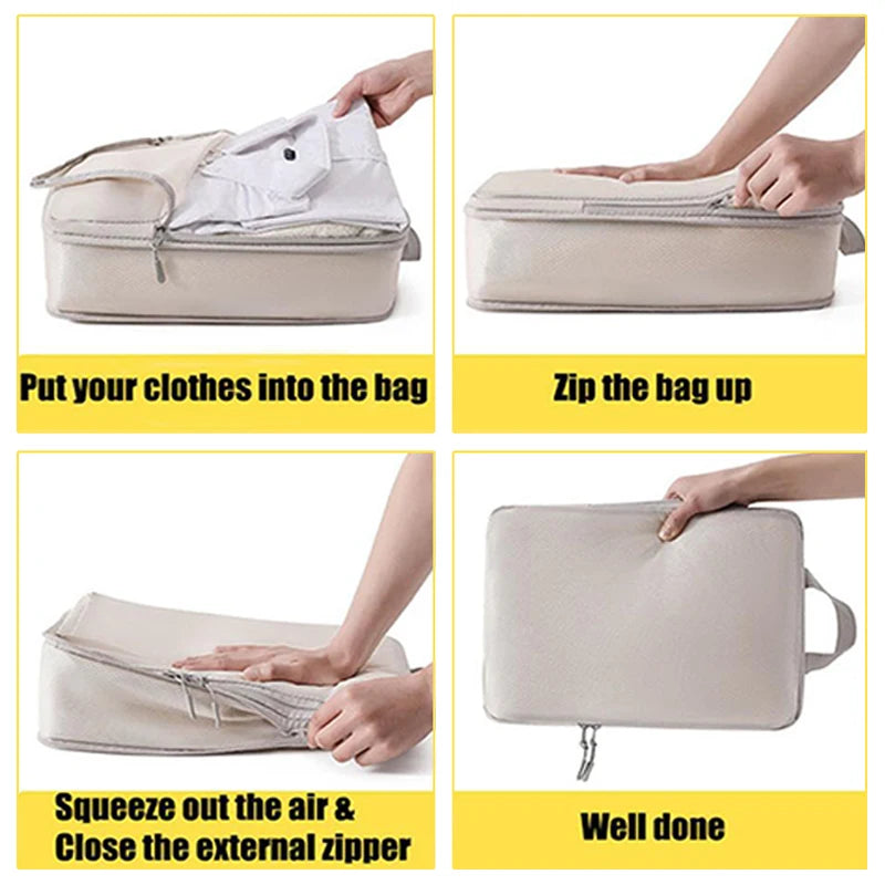 4pcs Travel Packing Cubes | Portable Waterproof Clothes Organizer Bags for Suitcase & Handbag