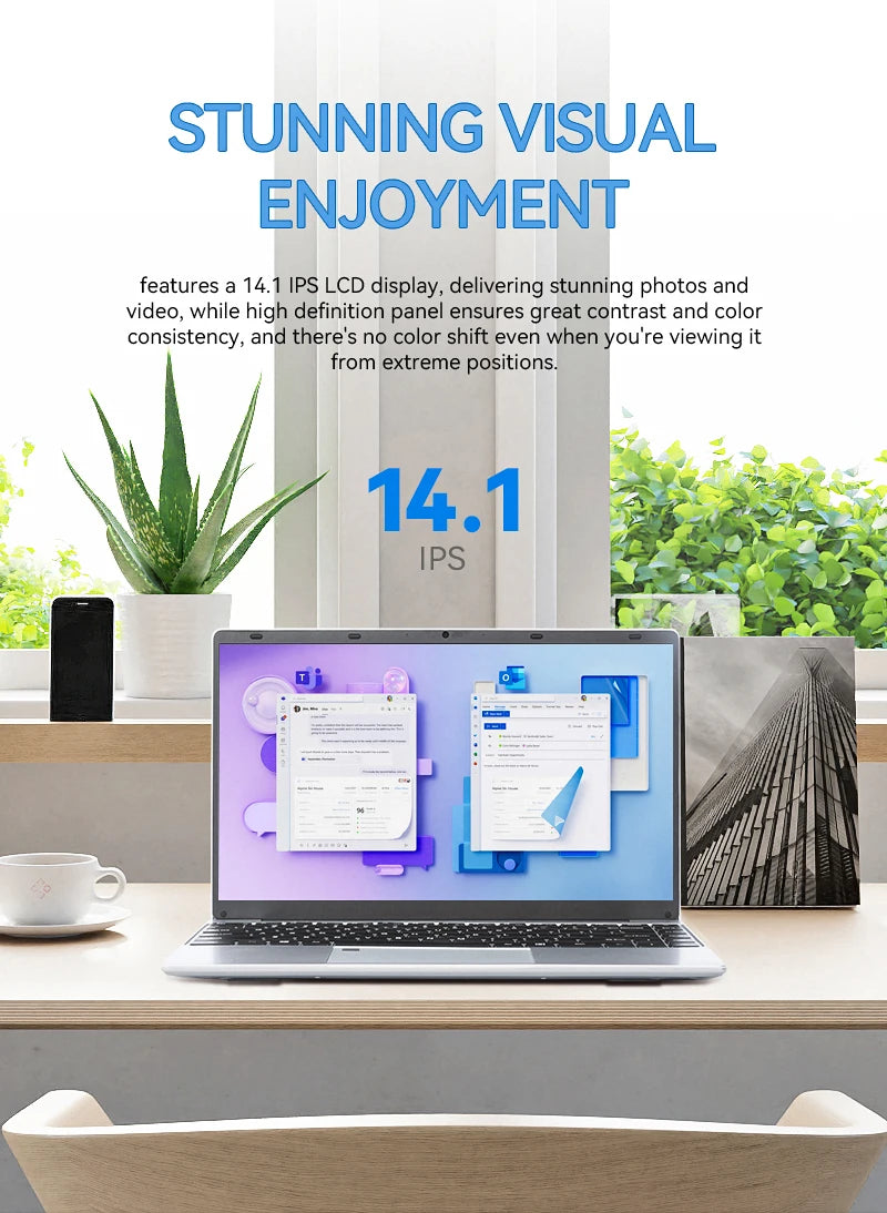 FIREBAT A14 Laptop — 14.1" FHD Intel N5095, 16GB RAM, 512GB/1TB SSD, Lightweight Business Notebook with Fingerprint