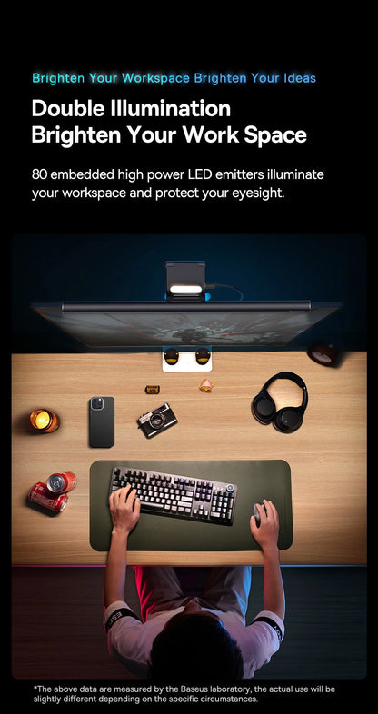 Baseus Screen Light Desk Lamp – USB Hanging LED Light for Computer Monitor, Laptop, and Study Reading
