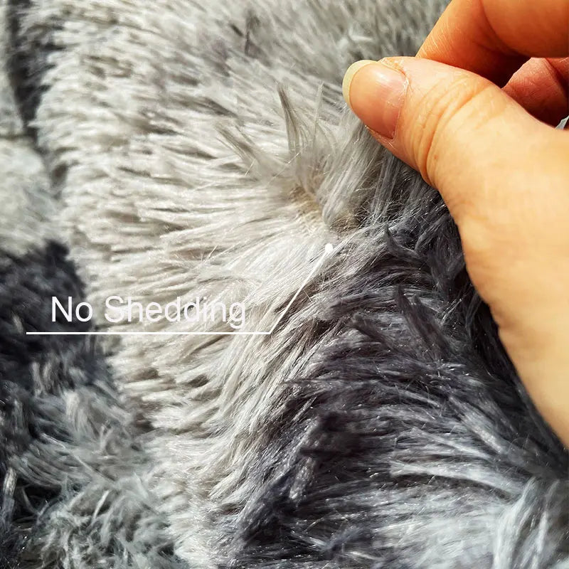 Gray Plush Velvet Area Rug – Soft Fluffy Anti-Slip Carpet for Living Room, Bedroom, Kids Room & Home Decor