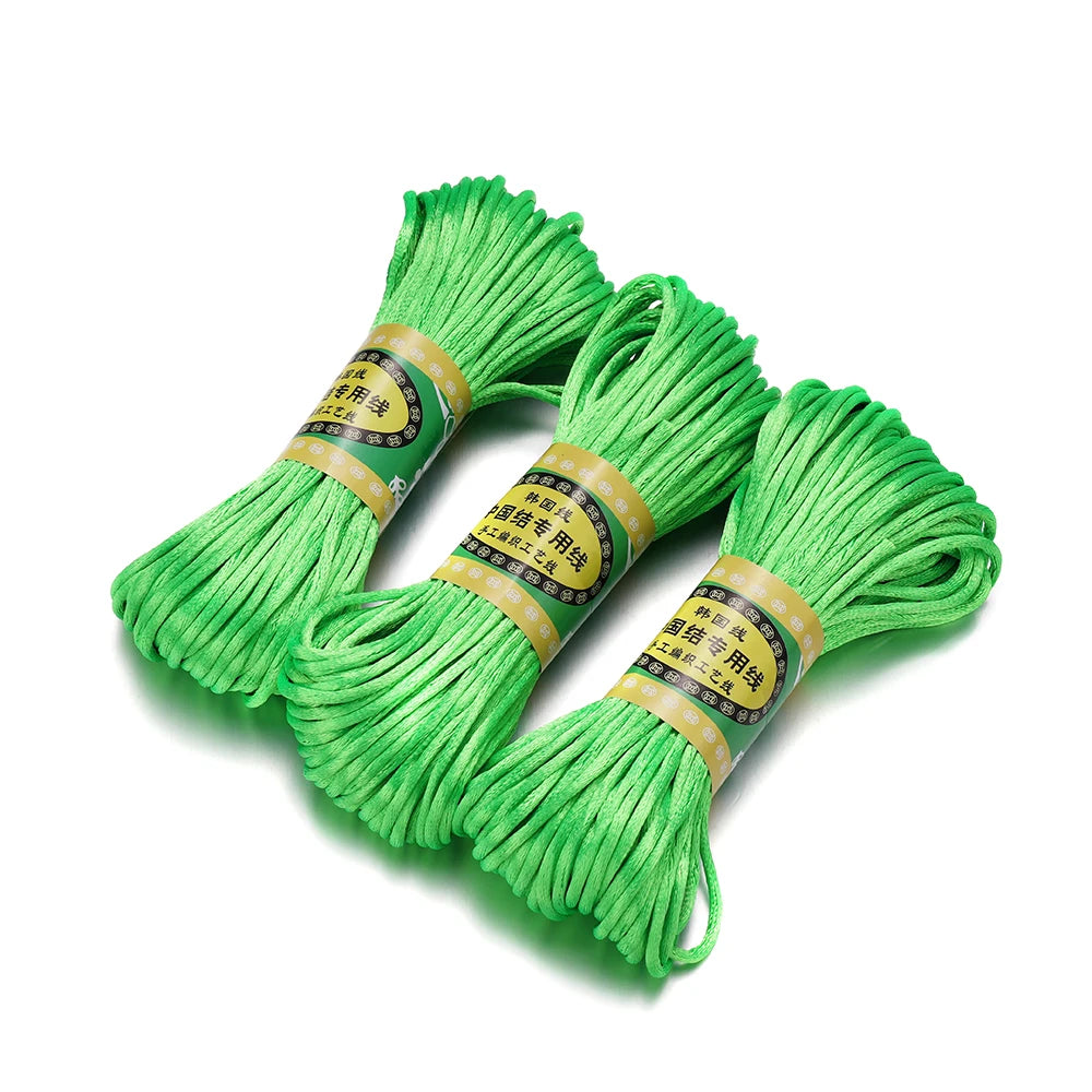 20m/Lot Chinese Knotting Silk Macrame Cord – 1.5mm & 2mm Nylon Black Satin Beading & Shamballa Thread