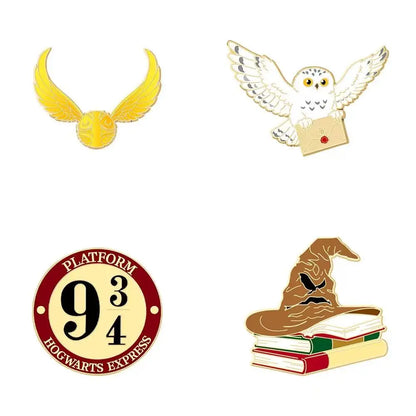 4-Piece Cartoon Enamel Brooch Set - Cute Metal Pins for Backpacks, Clothing & Gift Accessories