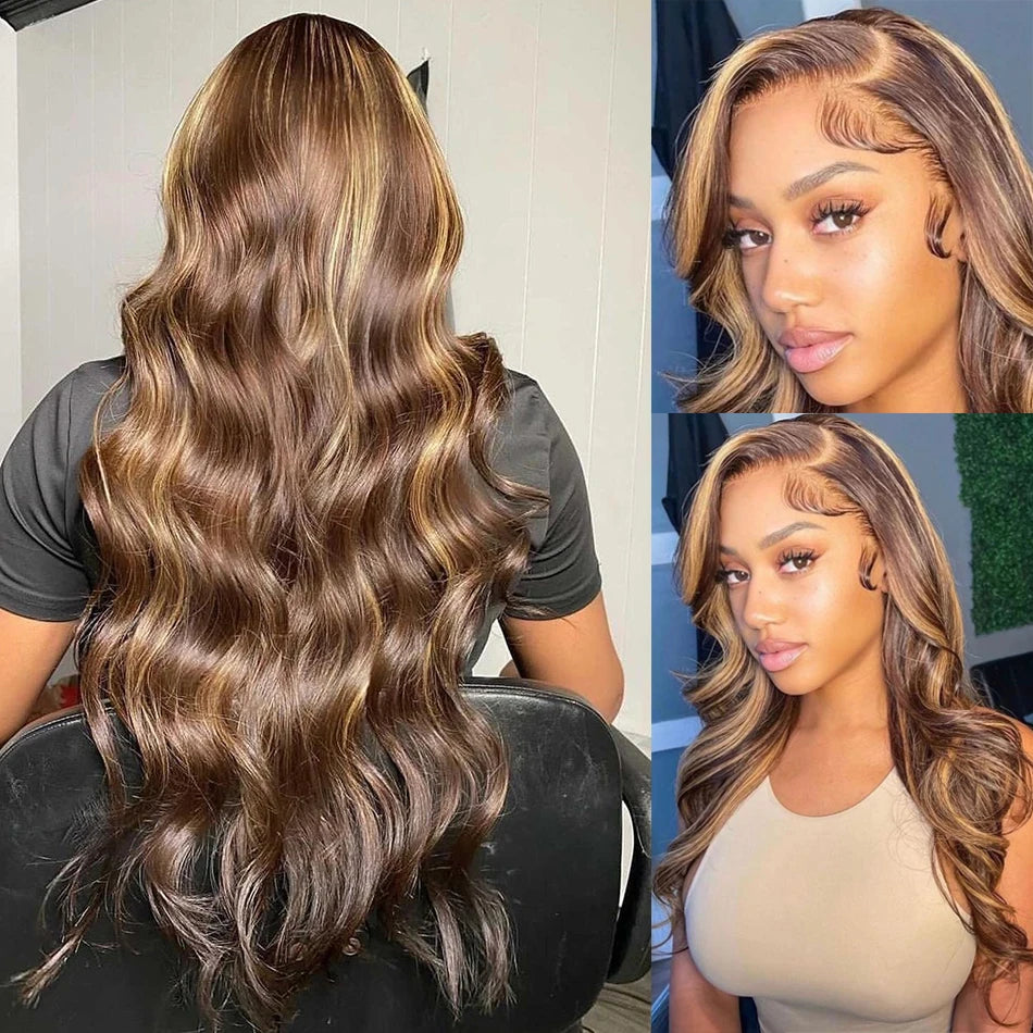 Highlight Blonde Body Wave Wig – 13x6 HD Lace Frontal, Human Hair 13x4 Lace Front Wig