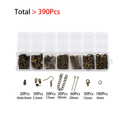 210-400Pcs Jewelry Making Kit - Lobster Clasps Jump Rings Crimp Beads Findings for DIY Bracelets & Necklaces