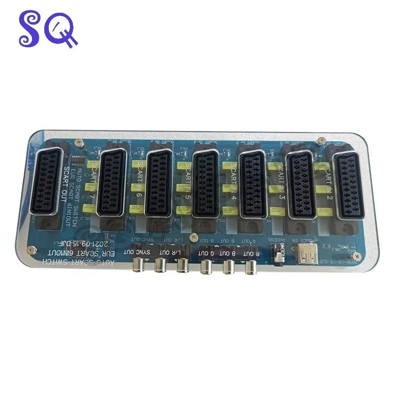 6-in-1 Video SCART Distributor & Automatic Converter – RCA/SVHS/AV TV Audio Switcher with Acrylic Case