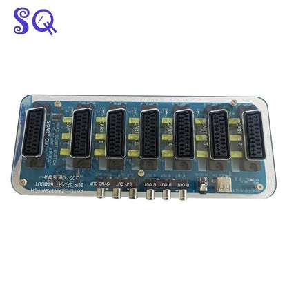 6-in-1 Video SCART Distributor & Automatic Converter – RCA/SVHS/AV TV Audio Switcher with Acrylic Case