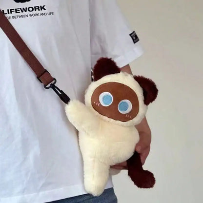 Black Cat Plush Backpack – Kawaii Kitten Doll Shoulder Bag with Large Capacity & Soft Toy Design