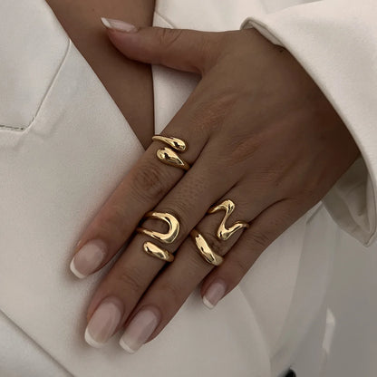 DIEZI Irregular Geometric Knuckle Ring Set — Punk Beach Fashion Gold & Silver (Unisex)