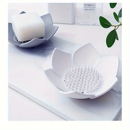 Lotus Design Soap Holder - Silicone Bathroom Soap Box with Drainage