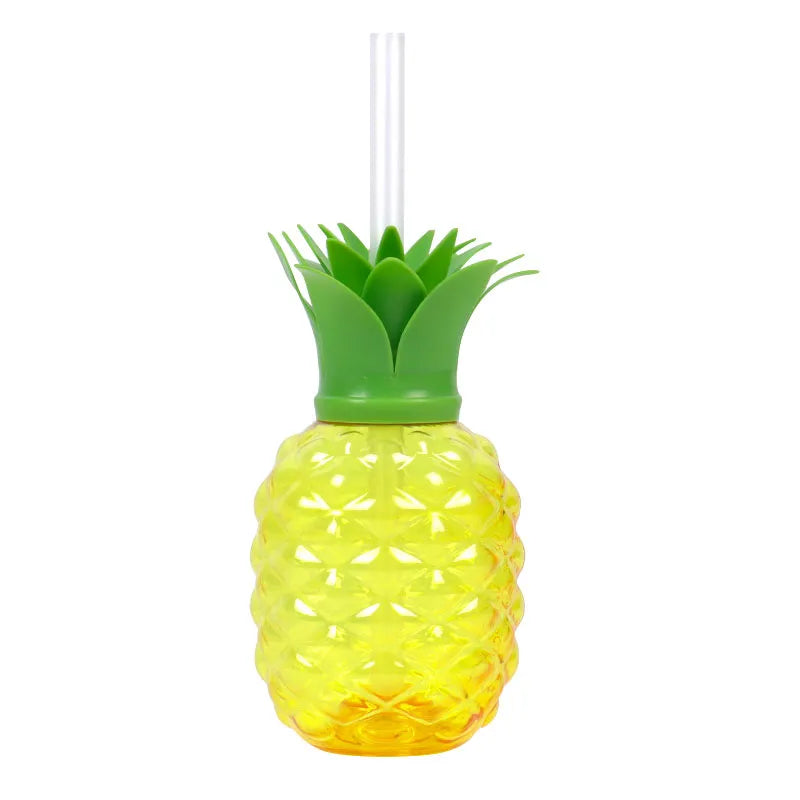 8Pcs Plastic Pineapple Cups with Straw - Fun Hawaiian Luau Party Decoration for Tropical Summer Beach Drinks