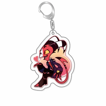 Anime Acrylic Keychain – Vaggie & Alastor Y2K Cartoon Pendant for Bags, Keys & Gifts