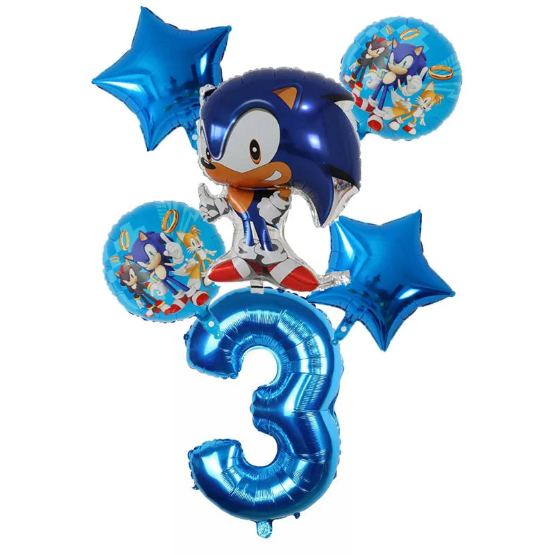 Sonic Cartoon Party Supplies Set – Disposable Tableware with Plates, Cups, Napkins & Balloons for Boys’ Birthday & Baby Shower Decor