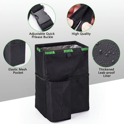Waterproof Foldable Car Trash Can - Large Capacity Hanging Waste Bin & Vehicle Organizer