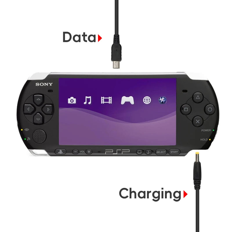 DATA FROG 2-in-1 USB Charger & Data Cable – For PSP 1000, 2000, 3000 Game Console Accessory
