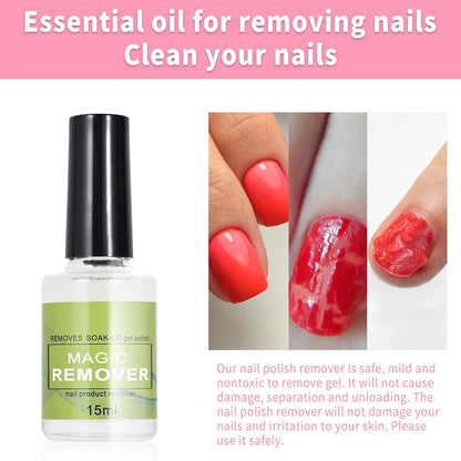 15ML Fast Nail Gel Remover — Magic Effect Professional Soak-Off UV Cleaner for Semi-Permanent Polish & Manicure Varnish