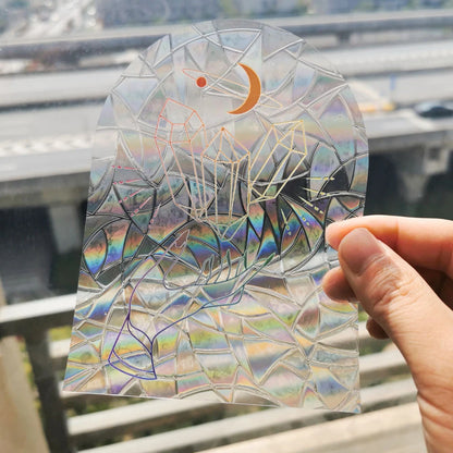 3D Rainbow Sun Catcher Window Film Sticker – Self-Adhesive PVC Light Catching Wall & Glass Decal for Home Decor & Motorcycle Styling