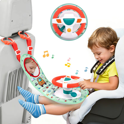 Baby Electric Steering Wheel Toy - Musical Simulated Driving Toy for Infant Car Seats, Hanging Baby Activity Toy for Ages 0–12 Months