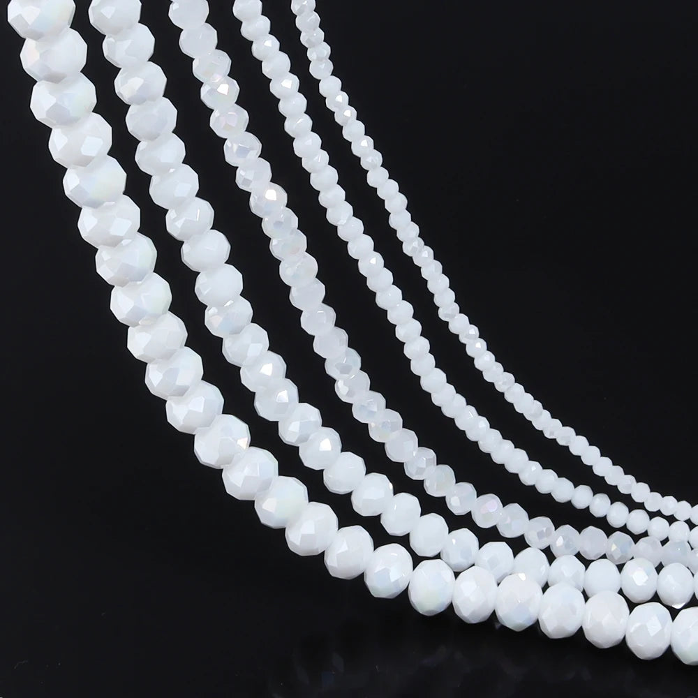 Flat Faceted Crystal Glass Beads Strand – 3–10mm Spacer Beads for DIY Jewelry & Necklace Making