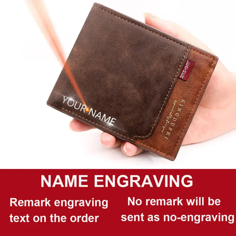 Personalized Men’s Short Wallet – High-Quality Classic Card Holder with Zipper Coin Pocket & Money Clip